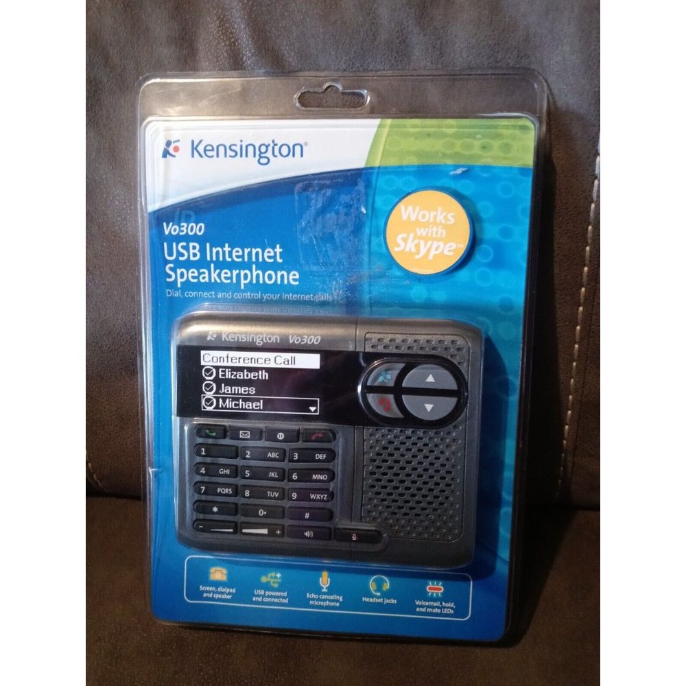 Kensington Vo300 USB Internet Speakerphone Skype Phone Call NEW